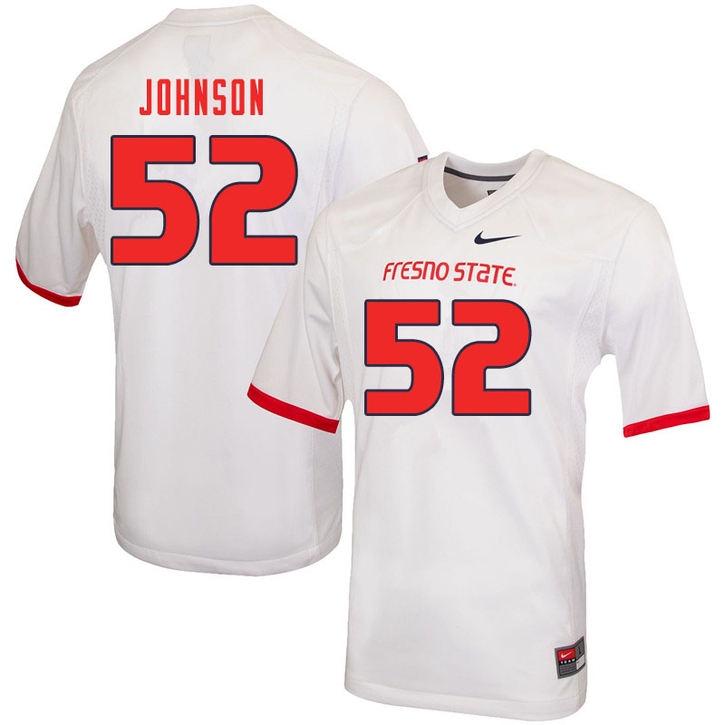 Men #52 Da'Marcus Johnson Fresno State Bulldogs College Football Jerseys Sale-White - Click Image to Close